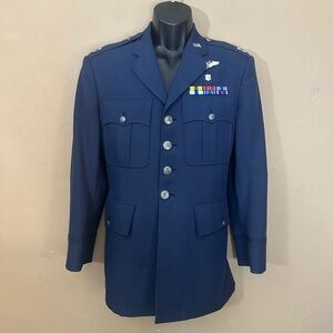 Air Force Uniform Jacket Including Pins Bars & Medals Roughly 39R no size tag